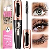 GJNL Mascara Wasserfest Schwarz - 4D Silk Fiber Wimperntusche Natürliches Volumen Lang anhaltende Mascara Waterproof False Lash Look Smudgeproof Wimperntusche Wasserfest