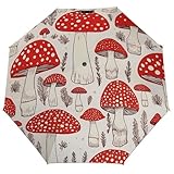 BVKWNTSA Manueller faltbarer rot-weißer Pilz-bedruckter Regenschirm für sonnige und regnerische Tage Sommerreisen und regnerische Tage Sonnige und regnerische Tage Sorgenfreies Reisen