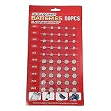 AG1/AG3/AG4/AG10/AG12/AG13 Batterien-Set für Uhren, Spielzeug, Taschenrechner, gemischte Knopfzellen, Spielzeugbatterien, 50 Stück