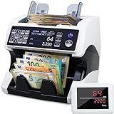 Jubula MV-500 Geldzählmaschine für gemischte Geldscheine & Falschgelddetektor | UV/MG/IR/DD/ 2CIS usw.| Exakt | EUR USD GBP SEK CHF usw. | Banknotenzähler | Geldzähler | Banknotenzählmaschine