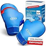 ICEHOF Kühlhandschuhe [2x] Sanfter Stoff - Kühlende Handschuhe für Hände/Finger bei Chemo-Therapie/Rheuma - Gel-Handschuhe Kältehandschuhe (blau)