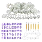 Fondant Ausstecher Set, 84tlg Fondant Ausstecher, Fondant Ausstechformen Ausstechformen für Buchstaben mit Buchstaben Modellierwerkzeug Rose Blume Formen Set für Torten Deko