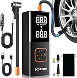 Elektrische Luftpumpe, 150 PSI Akku Luftpumpe, Kotopa Wiederaufladbare Luftkompressor mit 4 Adapter für Auto/Motorrad/Fahrrad/Ball, Fahrradpumpe mit LED-Licht & Powerbank für Reise, Camping