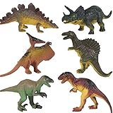 FINDIR 6 Stück Dinosaurier Figuren Spielzeug Dino Figuren Set Dinosaurier Figuren aus Kunststoff Realistische Dinosaurier Spielzeug Set mit T-Rex Triceratops für Kindertag Geburtstag Geschenke