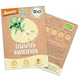 BIO Radieschen Samen, 150 Eiszapfen Radieschensamen, hohe Keimrate, Demeter zertifiziert & samenfest | Gemüse Saatgut von LOVEPLANTS, für Balkon, Gewächshaus, Garten, Hochbeet – alte Gemüsesorten
