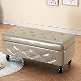 Moderne Schuhtruhe aus PU-Leder, Ottomane, Massivholzbox, multifunktional, Wohnzimmer, Spielzeugtruhe, stilvolle Aufbewahrungslösung für den Eingangsbereich, Grau
