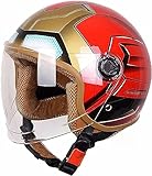 Motorradhelm Für Kinder, Mädchen, Jungen, Kinder-Jet-Helm Mit Visier, Roller-Helm, Kinder-Roller-Helm, Moped-Helm, Fahrradhelm D,50-58CM