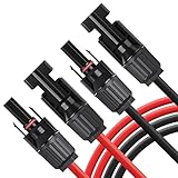 KINGARDEN Solarkabel Verlängerung 6mm² 5m Solarpanel Verlängerungskabel Solarstecker Adapter für Automobile, Solaranlage, Solarpanel Rot + Schwarz IP67 Wasserdichtem Stecker