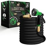 LightHose Gartenschlauch, nicht erweiterbarer Gartenschlauch, superleichter Schlauch, kein Platzen, 1,9 cm (3/4 Zoll) massive Messinganschlüsse, 15 m, Schwarz