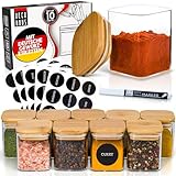 Deco haus® Gewürzgläser eckig luftdicht mit Holzdeckel 10er Set [+Etiketten] - Gewürzdosen Set Glas - Gewürzbehälter Spice Jars Set - Gewürze Aufbewahrung - Behälter - Gewürzaufbewahrung