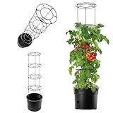 KADAX Tomatentopf mit Rankhilfe Tomatenzüchter, Pflanzkübel aus Kunststoff mit Rangitter, Topf für Tomatenpflanzen, Pflanzen-Aufzucht-Turm, Stütztopf für Rankpflanzen (⌀40cm, Anthrazit)