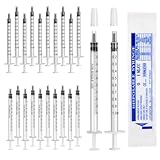 24 Stück Spritzen 1ml, Kolostrum Spritze mit Kappe Einwegspritzen Ohne Nadeln Einzeln Verpackt Syringe für Flüssigkeiten, Labors, Pflanzenbewässerung, Haustierfütterung, Parfüm, Kosmetika