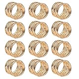 FOROREH 12pcs Serviettenringe Gold Metallmaschen Serviettenringe Set 4.2*3.6cm Serviettenhalter Napkin Ring für die Dekoration Hochzeit für Tisch (12 stück)