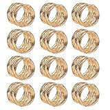 FOROREH 12pcs Serviettenringe Gold Metallmaschen Serviettenringe Set 4.2 * 3.6cm Serviettenhalter Napkin Ring für die Dekoration Hochzeit für Tisch (12 stück)