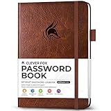 Clever Fox Passwortbuch mit Registerkarten - Adress- und Passwort-Organisationsbuch mit alphabetischen Registerkarten - Mittelgroßes Passwortbuch für Computer- und Website-Logins, Braun