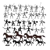 Toyvian Miniatur Ritter Figuren Satz – 52 Stücke Kleiner Menschen Modelle für Kinder Plastiksoldaten Detailreiche Kleindekoration für Sandkasten und Spielzeug