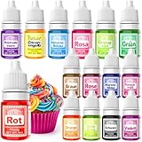 Lebensmittelfarbe Flüssig - Fidton 15 Farben Hochkonzentrierte Essbare Tortendeko Set, Food Coloring für Ostereierfarben, Fondant, Kochen, Flüssige Lebensmittelfarbe für Makronen - 6 ml