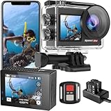 Hiicam Speed 20 Action Cam 4K60FPS 40MP WiFi Unterwasserkamera 40M Wasserdicht Ultra HD Touchscreen Actioncam 170° Ultra-Weitwinkel, EIS Stabilisierung, 5X Zoom, 2.4G Fernbedienung und 2 Akkus 1350mAh