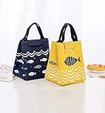 Guidre 2 Stück Lunch Bag,Klein Lunchtasche,Faltbare Isoliertasche,Thermotasche mit Folienfutter,Mittagessen Tasche für Unterwegs,Arbeit,Schule,Ausflug Lebensmitteltransport-(Blau+gelb)