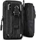 ONEFLOW Survival Case für Samsung Galaxy, Apple iPhone, Huawei, Sony, usw. - Gürteltasche aus Nylon, Handytasche mit Karabiner, Handy Gürtel Tasche Outdoor Handyhülle, Schwarz