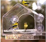 AMSAMOTION Fenster Futterhaus für Vögel, Vogelhaus Fensterscheibe mit Saugnäpfen, Futterspender für Wildvögel Bird Feeder Vogelfutterhaus Acryl mit Saugnäpfe