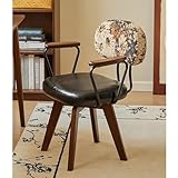 Bürostuhl Drehstuhl Kunstleder Polstersessel mit Holzbeinen, Mitte des Jahrhunderts modernes Design für kleine Räume