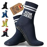 OceanSocks Strandsocken rutschfest – Barfußsocken mit Sohle für Strand, Wasser, Watt, Boot & Trampolin – Aqua-Schuhe für Damen, Herren & Kinder
