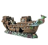 SLOCME Aquarium Piratenschiff Dekoration - Resin Schiffbruch Ornamente, Umweltfreundlich für Süß- und Salzwasser, Sunken Schiff Zubehör