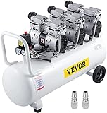 VEVOR Flüster Kompressor Ölfrei Luftkompressor 22 Gallonen 100L Druckluft Leise mit 2 Manometer für Hausreparatur, Reinigung der Fußbodenheizung, Blechlackierung, Stahlluftpistole, Zahnmedizin usw.