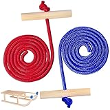 aurorayer 2 Sätze Schlittenseil mit Griff,Schlitten Seil Zugseil 150 cm Zugseil für Schlitten für Winter Zubehör Zugseil Schlitten und Rodel (Blau+Rot)