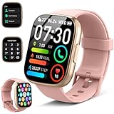 Smartwatch Herren Damen mit Bluetooth Anrufe, 1.95' HD Fitnessuhr mit Pulsuhr/Schlafmonitor, Smart Watch 112+ Sportmodi, Fitness Tracker mit Schrittzähler, Wasserdicht Sportuhr für Android iOS Rosa