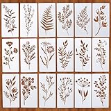18 Stück Schablonen Textilgestaltung,Blumen Schablonen Wandgestaltung,Airbrush Schablone,Reusable Malschablonen Wandschablonen zum Streichen,Malen,DIY-Kunst,Scrapbook,Wanddekoration