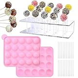 RoxNvm Cake Pop Set, 20 Loch Cake Pop Form mit 20 Stück Cake Pop Stöcke, 15 Loch Acrylglas Cake Pop Ständer, für Hochzeit Geburtstag Party Dekoration