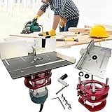 Router Lift, Frästisch für Oberfräsen mit Set 3 Frästisch Einlegeplatten Frästisch für Oberfräsen Präzise Router Lift System Router Tabelle einfügen Platte Lift Base Support Maximum Lift 51mm Silber