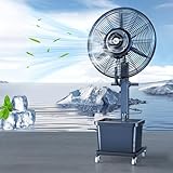 ZMHPLKH Ventilator für innen und außen mit Sprühsystem - 3 Geschwindigkeiten & Fernbedienung - Standventilator mit Wasserkühlung für Zuhause und Büro 750 Fixed Model