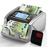 Tamodeix NX-270 Geldzählmaschine, EUR USD GBP-Geldzähler, UV/MG/IR-Erkennung, 1000 Blatt/min, LCD-Display, 2 Jahre Garantie, Kann gemischte Noten nicht zähle