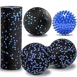 4 Stück Faszienball Set, Massagebälle, Faszienrolle Klein, Duoball Massageball und 7cm Igelball Massageball für Fuss Hand Rücken Muskelmassage