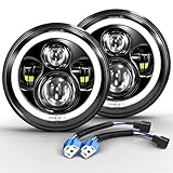 CO LIGHT 7 zoll LED scheinwerfer 150000LM, E-geprüft mit Abblendlicht Fernlicht Amber Halo Blinker, Weißem Tagfahrlicht (DRL) ，für Defender VW T3 G Klasse Wrangler TJ JK LJ Hummer