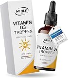 Vitamin D3 Laborgeprüfte 5000 IE pro Tropfen hochdosiert Vergleichs-Sieger 2019-2021 - Hoch bioverfügbares Vitamin D flüssig 50ml (1850 Tropfen) mit MCT-Öl aus Kokos