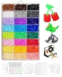 Bügelperlen Set 24000 Bastelperlen in Organizerbox,mit Platte Zubehör Muster, Steckperlen zum Basteln mit Kindern, DIY Gestalten Verzierungen und weiteren Bastelideen(2,6 mm, 24 Farben)