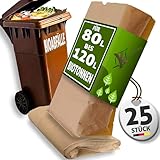 Biotonnenmüllsäcke 80L - 120L I 25Stk Müllbeutel Biotonne I Biomüllsäcke I Papiersack für Biomülltonne madenfrei I Papiersäcke für Gartenabfälle