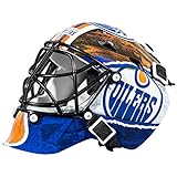 Franklin Sports NHL Edmonton Oilers Mini-Hockey-Torwartmaske mit Etui – Torwartmaske zum Sammeln mit Offiziellen NHL-Logos und Farben