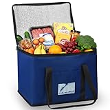 Beautyshow 40L Kühltasche Groß Einkaufstasche Dauerhaft Isoliertasche Faltbar Picknicktasche Gefriertasche für Einkauf Picknick Camping Strand Lebensmittellieferung BBQ Outdoor Reisen Auto, Blau