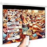 Projektionsleinwand | Mattweiße Oberfläche mit einem Gain-Faktor von 1,1 |Schwarzer umlaufender Rand Und Rückseite des Tuchs schwarz | Heimkino (265 x 150 cm (120 Zoll) 16:9 Motor Tuch: Weiß)
