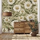 Yidbhsse Gänseblümchen Blumenmuster Wanddeko 3d Effekt, Motivtapete, Wandtapete Blüten Botanisch Vliestapete Wohnzimmer, Wanddekoration 350x256 cmPflanzen Floral Fototapete Schlafzimmer