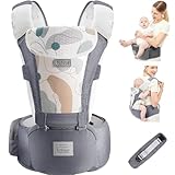 Bebear Babytrage,Bebamour Babytrage für 0-36 Monate, 3D Air Mesh Babytrage Rucksack für Neugeborene bis Kleinkinder,ergonomischer 6 in 1 Fronttrage (3D Air Grey with Designed)