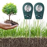 Boden Feuchtigkeitsmessgerät für Pflanzen, 3 in 1 Bodentester Messgerät mit PH/Feuchtigkeit/Bodenfruchtbarkeit, feuchtigkeitsmesser für Rasen, Garten, Landwirtschaft und Außen Pflanzen, 2 Stück