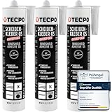 TECPO 3X Scheibenkleber Quickly-Safe, 290ml MS-Polymer primerlos mit Kleb- und Dichtstoff-Technologie Scheibenklebstoff - Elastisch witterungsbeständiger Klebstoff zum Verkleben und Abdichten