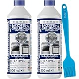 1000ml Backofenreiniger extra stark | mit Pinsel | Gel Paste | Grillreiniger | gegen Eingebranntes & Verkrustungen | selbstarbeitend (2x500ml)