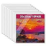 10 Stück Leinwände zum Bemalen Klein Set, Mini Leinwand 20x20 cm Set, leinwände für acrylfarben - 3mm Starkem Malkarton für Künstler, Amateure, Anfänger, Kinder für Acryl-, Aquarell-, Ölfarbe